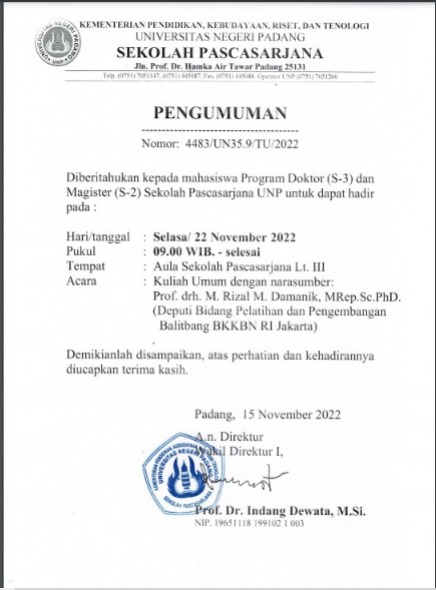 KULIAH UMUM MAHASISWA PASCASARJANA (S3 DAN S2) OLEH PROF. drh. M.RIZAL .M. DAMANIK, MRep.Sc. Ph.D